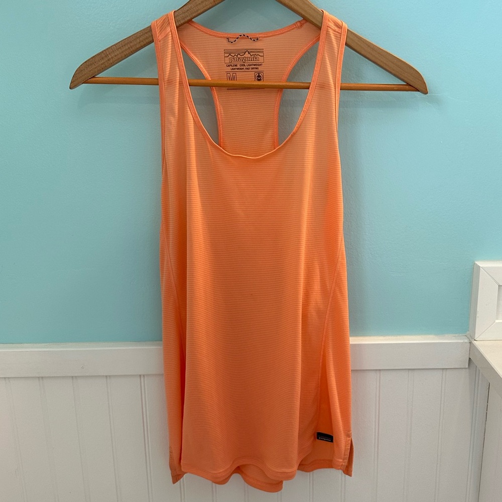 Patagonia orange athletic racer back tank top size medium!